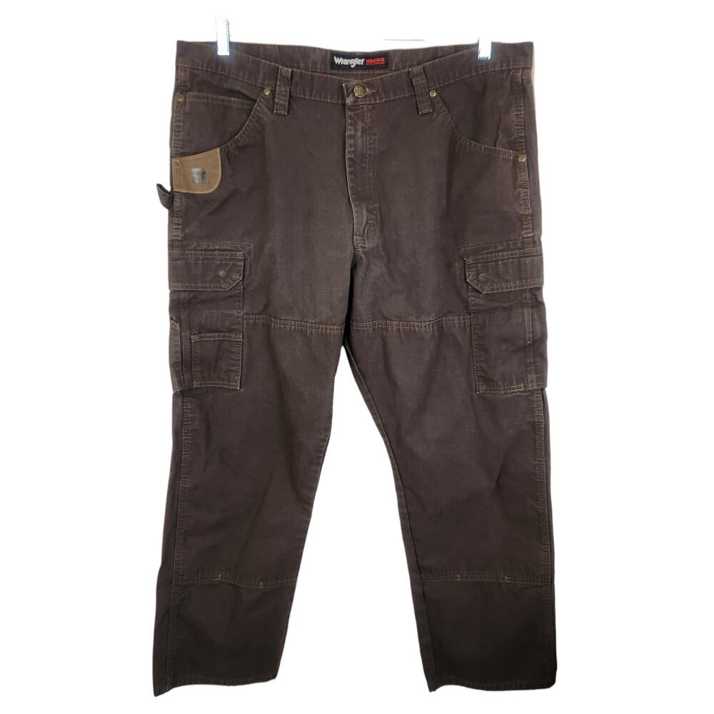 Wrangler Riggs Workwear Ripstop Ranger Mens 40 x 30 Brown Cargo Pant Double Knee